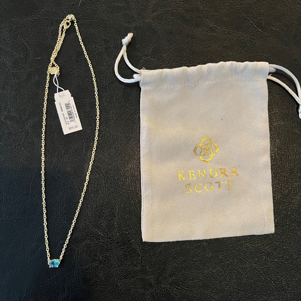 Kendra Scott Gold Necklace with Blue Pendant